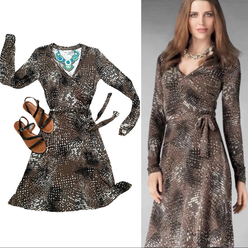 CAbi #658 Wrap Dress Stretch Snakeskin Size M